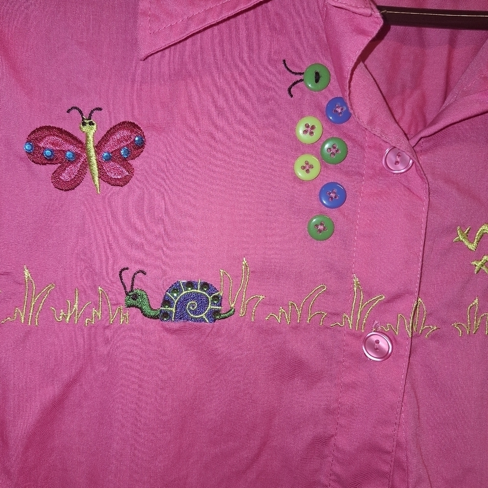 Breckenridge Pink Embroidered Button Up Shirt Extra Large - Picture 3 of 6